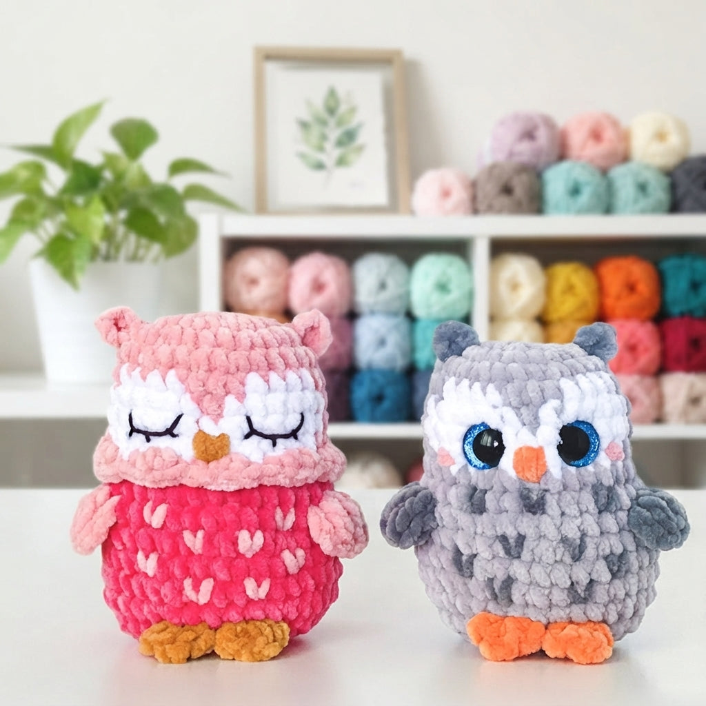 Mini Owl Amigurumi Crochet Pattern, Kawaii Bird Plush PDF Free Gift