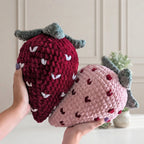 Free Strawberry Crochet Pattern, Jumbo Fruit Pillow Plush PDF Download