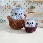 Cozy Cats Crochet Pattern, Cute Kitty Basket Keychain PDF Free Gift