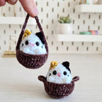 Cozy Cats Crochet Pattern, Cute Kitty Basket Keychain PDF Free Gift