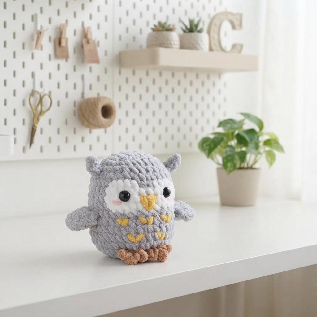 Cuddly Owl Crochet Pattern, Easy No-Sew Bird Amigurumi PDF Free Gift