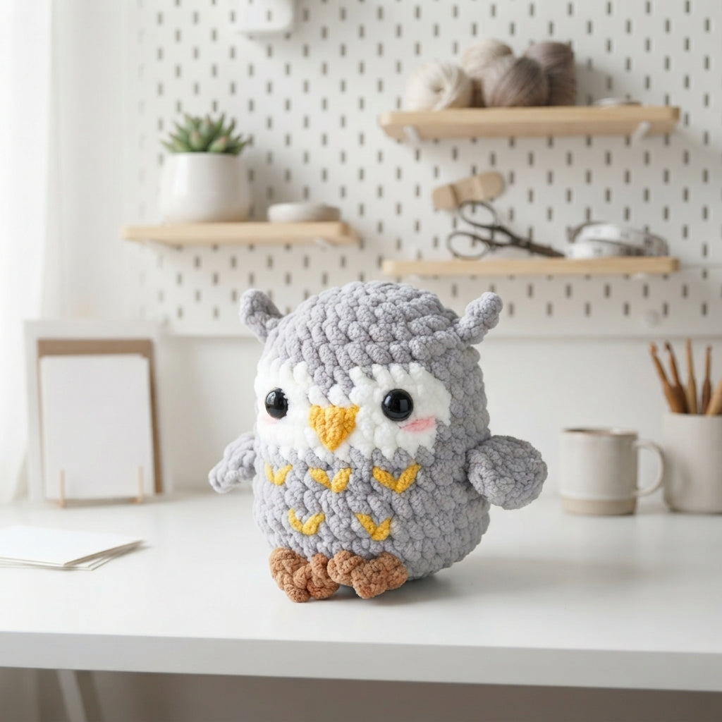 Cuddly Owl Crochet Pattern, Easy No-Sew Bird Amigurumi PDF Free Gift