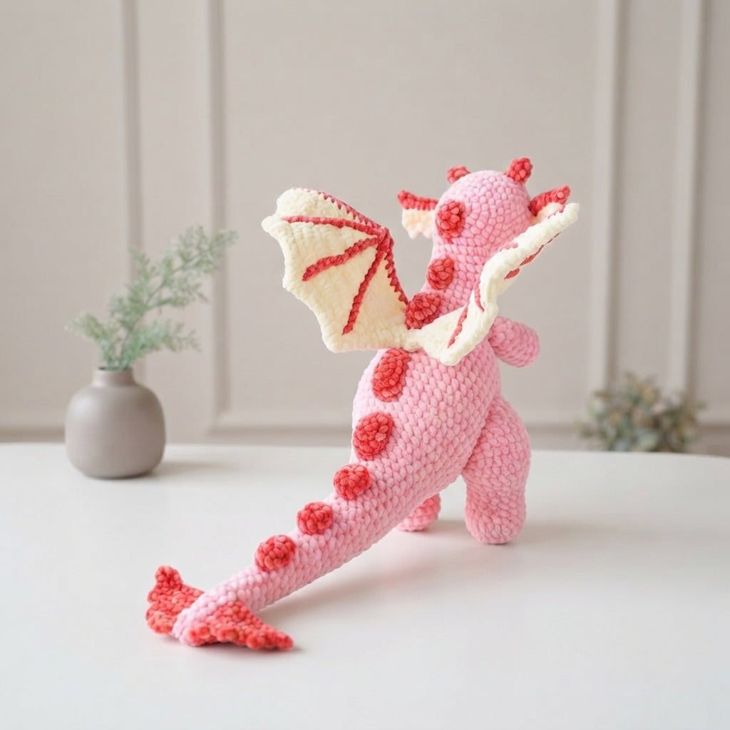Rosie the Dragon Crochet Pattern, Cute Pink Fantasy Plush PDF Free Gift