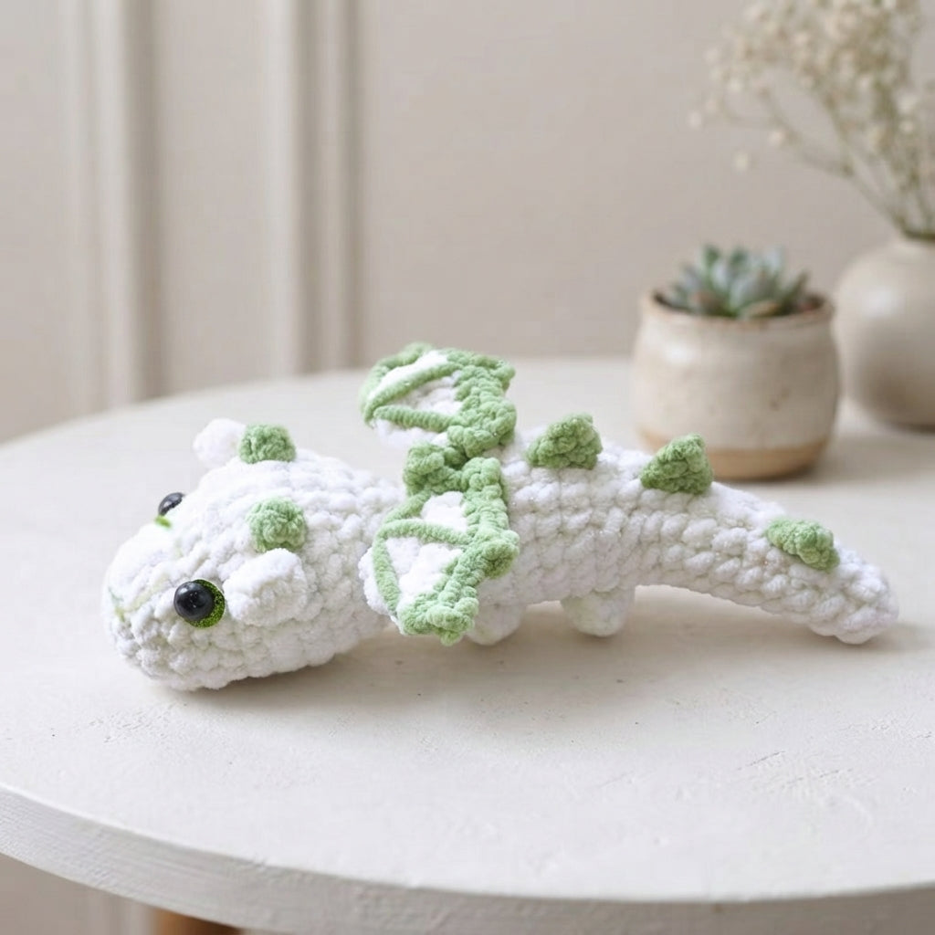 Free Emerald Frost Dragon Crochet Pattern, Mini Fantasy Amigurumi PDF Download