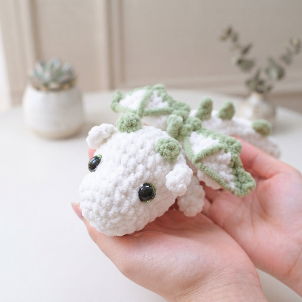 Free Emerald Frost Dragon Crochet Pattern, Mini Fantasy Amigurumi PDF Download