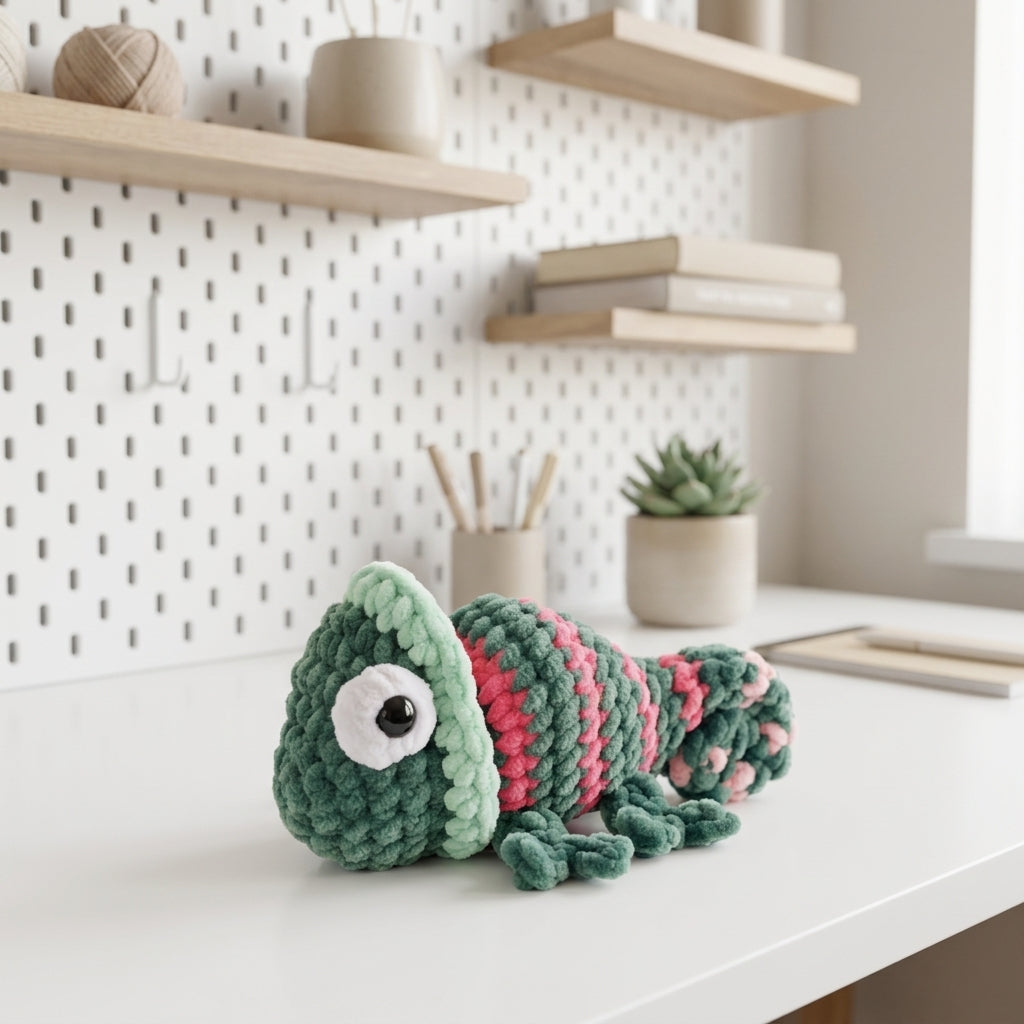 Free Mini Chameleon Crochet Pattern, Colorful Amigurumi Plush PDF Download