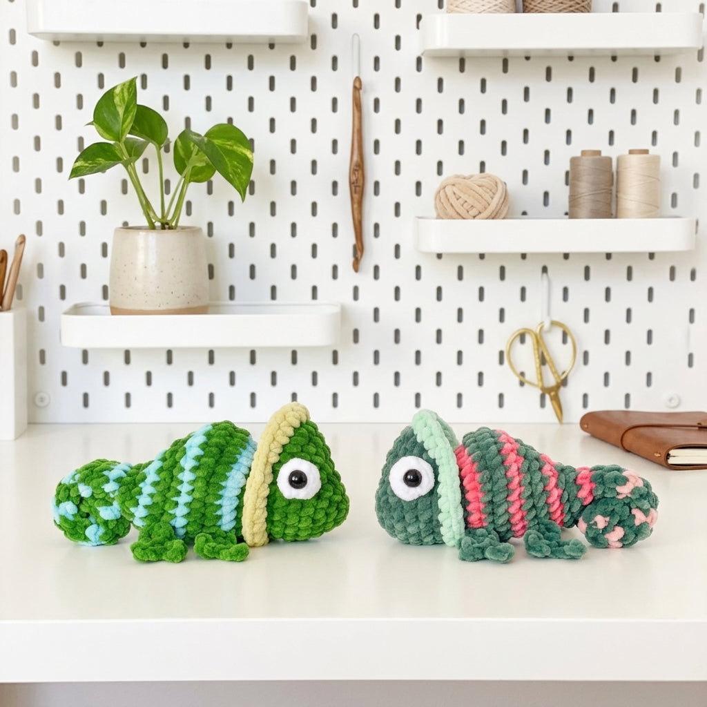 Free Mini Chameleon Crochet Pattern, Colorful Amigurumi Plush PDF Download