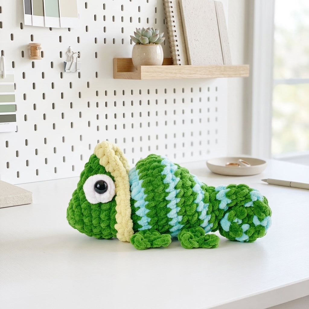 Free Mini Chameleon Crochet Pattern, Colorful Amigurumi Plush PDF Download