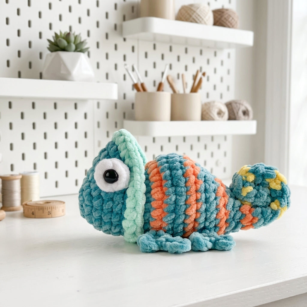 Free Mini Chameleon Crochet Pattern, Colorful Amigurumi Plush PDF Download