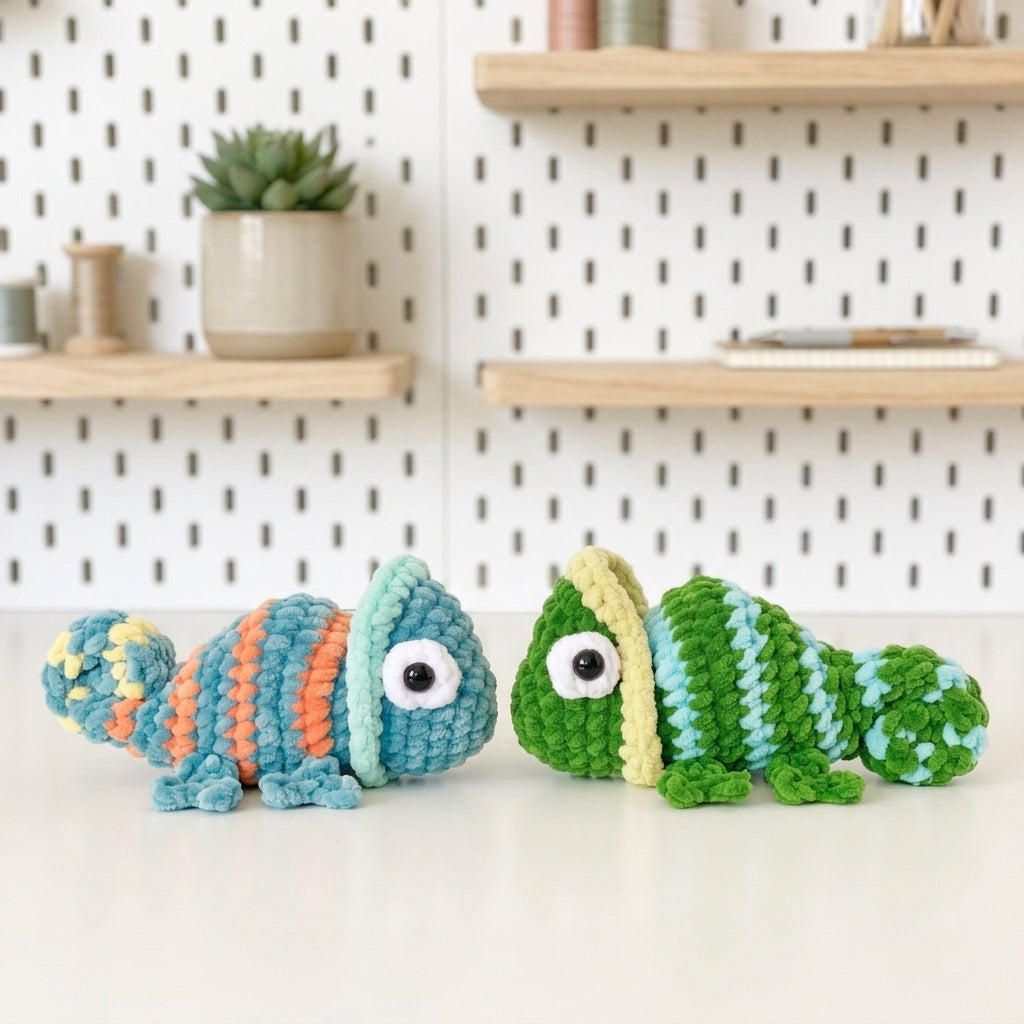 Free Mini Chameleon Crochet Pattern, Colorful Amigurumi Plush PDF Download