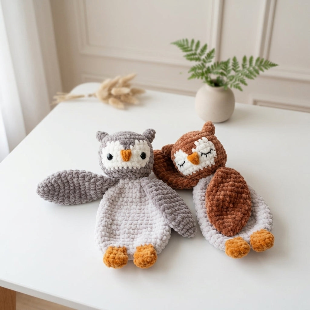 Owl Lovey Crochet Pattern, Soft Owl Snuggler Plush PDF Free Gift