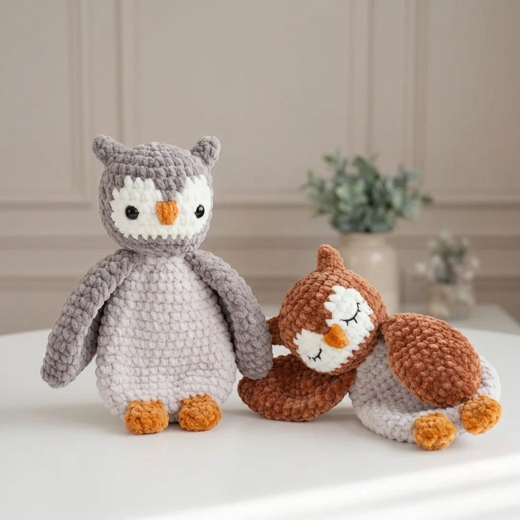 Owl Lovey Crochet Pattern, Soft Owl Snuggler Plush PDF Free Gift