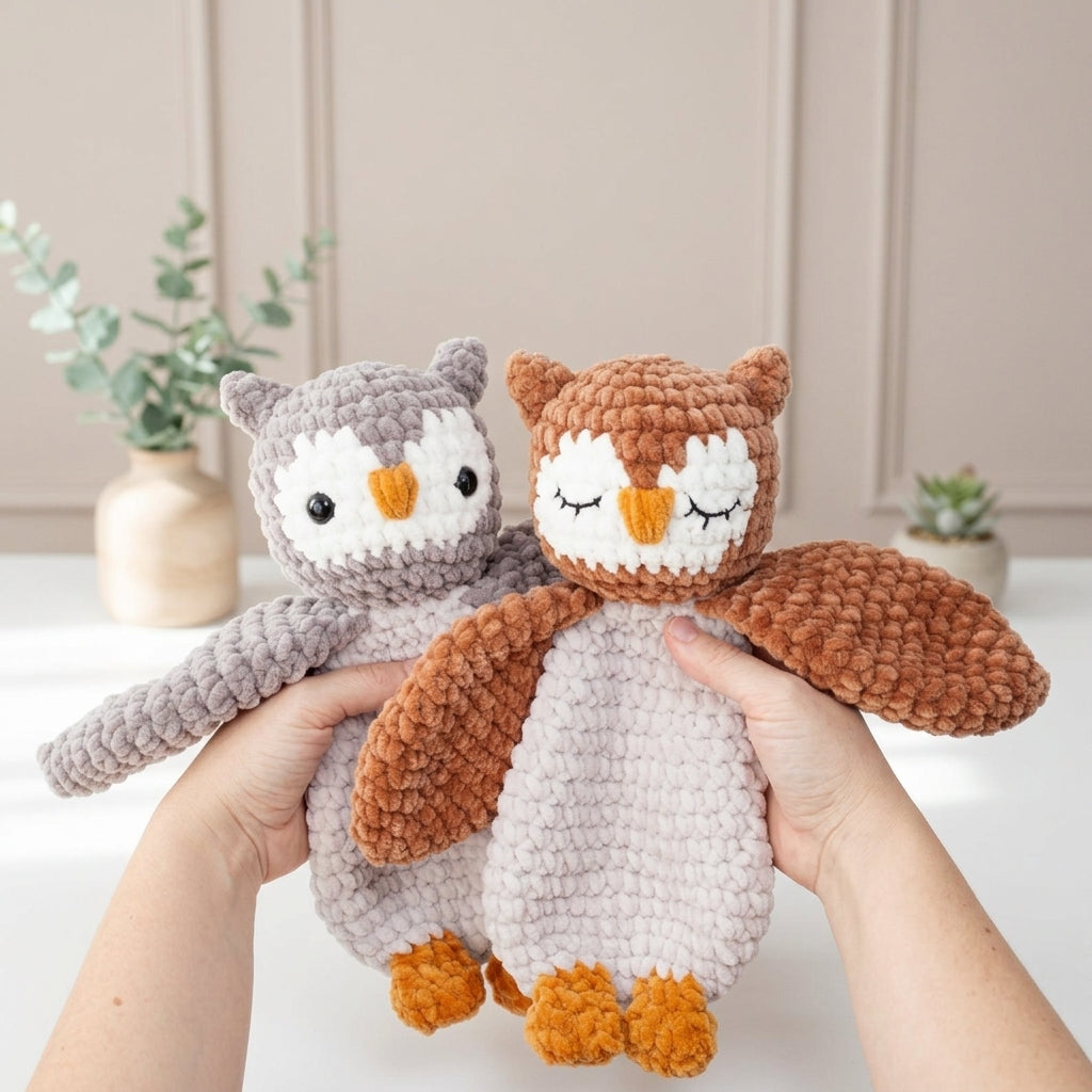 Owl Lovey Crochet Pattern, Soft Owl Snuggler Plush PDF Free Gift