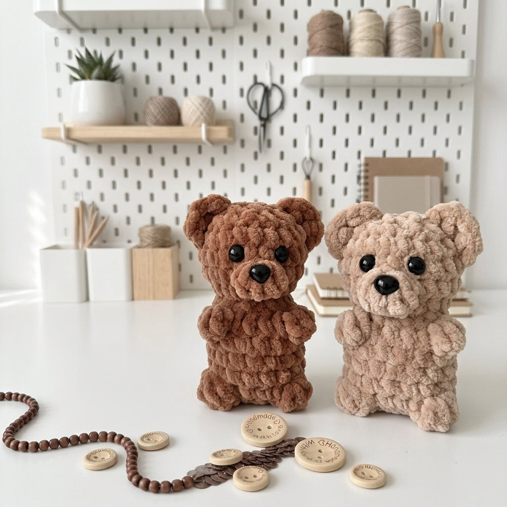 Free Little Bear Crochet Pattern, No-Sew Teddy Bear Amigurumi PDF Download