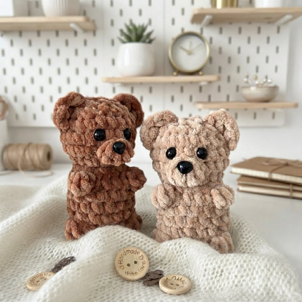 Free Little Bear Crochet Pattern, No-Sew Teddy Bear Amigurumi PDF Download