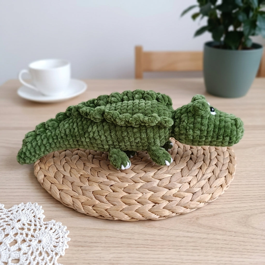 Free Crocodile Crochet Pattern, Cute Plush Alligator Amigurumi Tutorial, Chenille Animal Crochet Pattern