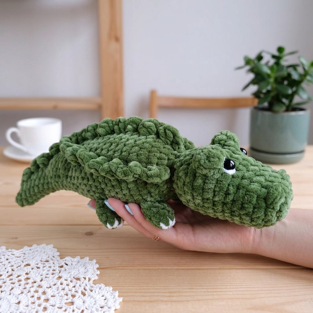 Free Crocodile Crochet Pattern, Cute Plush Alligator Amigurumi Tutorial, Chenille Animal Crochet Pattern