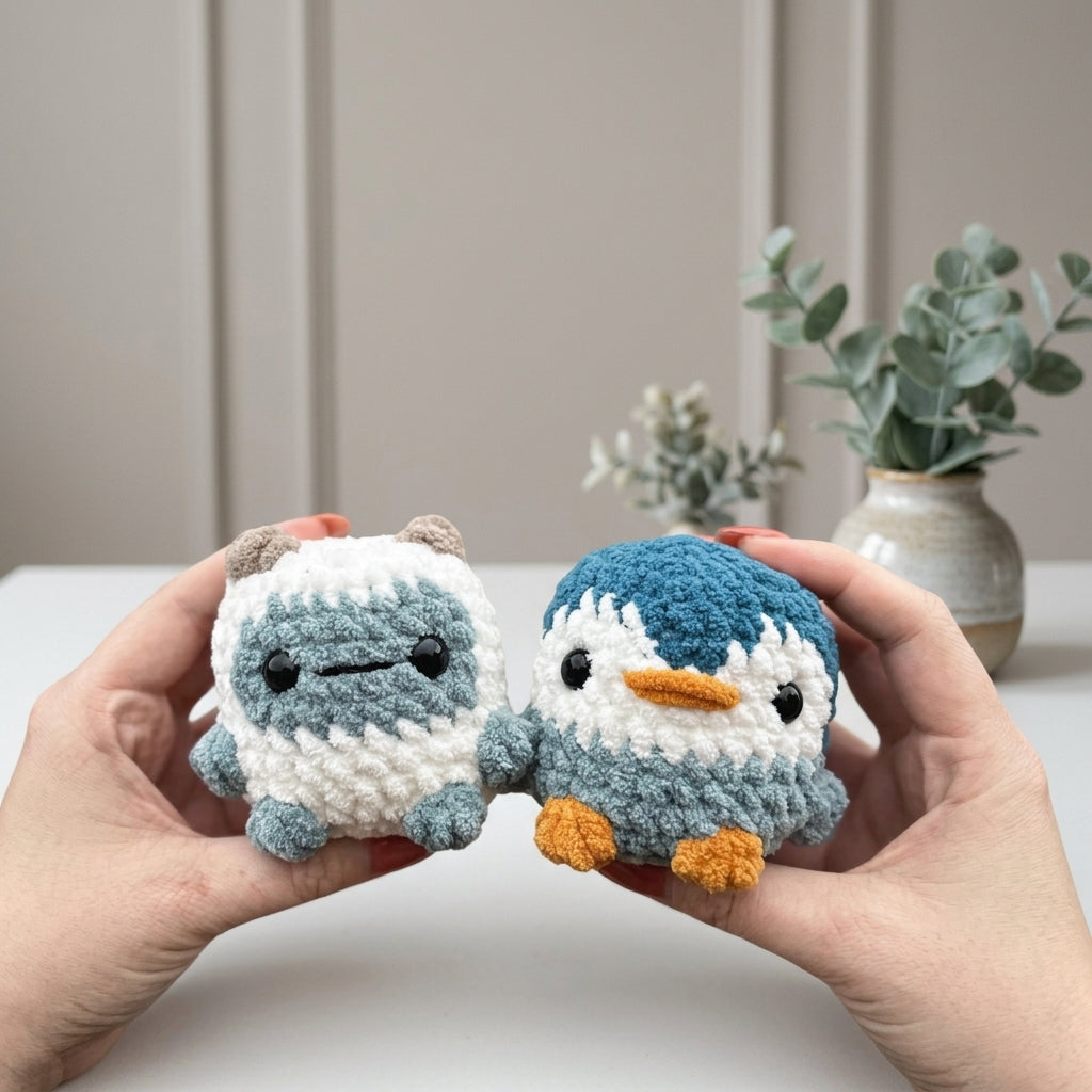 Potato Penguin and Yaca Yeti Crochet Pattern, Cute No-Sew Chunky Amigurumi Ideas