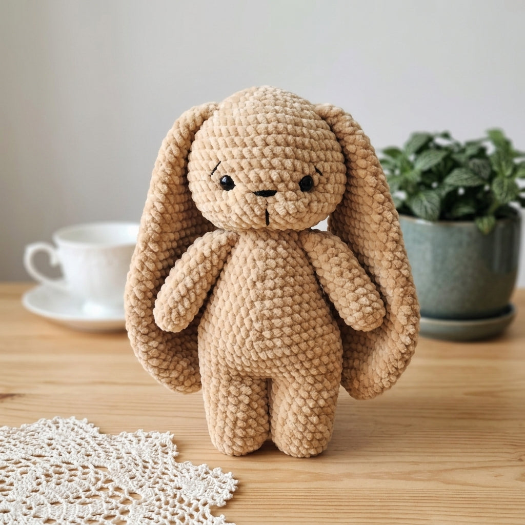 Free Long Ear Bunny Crochet Pattern, Cute Plush Rabbit Amigurumi PDF Download