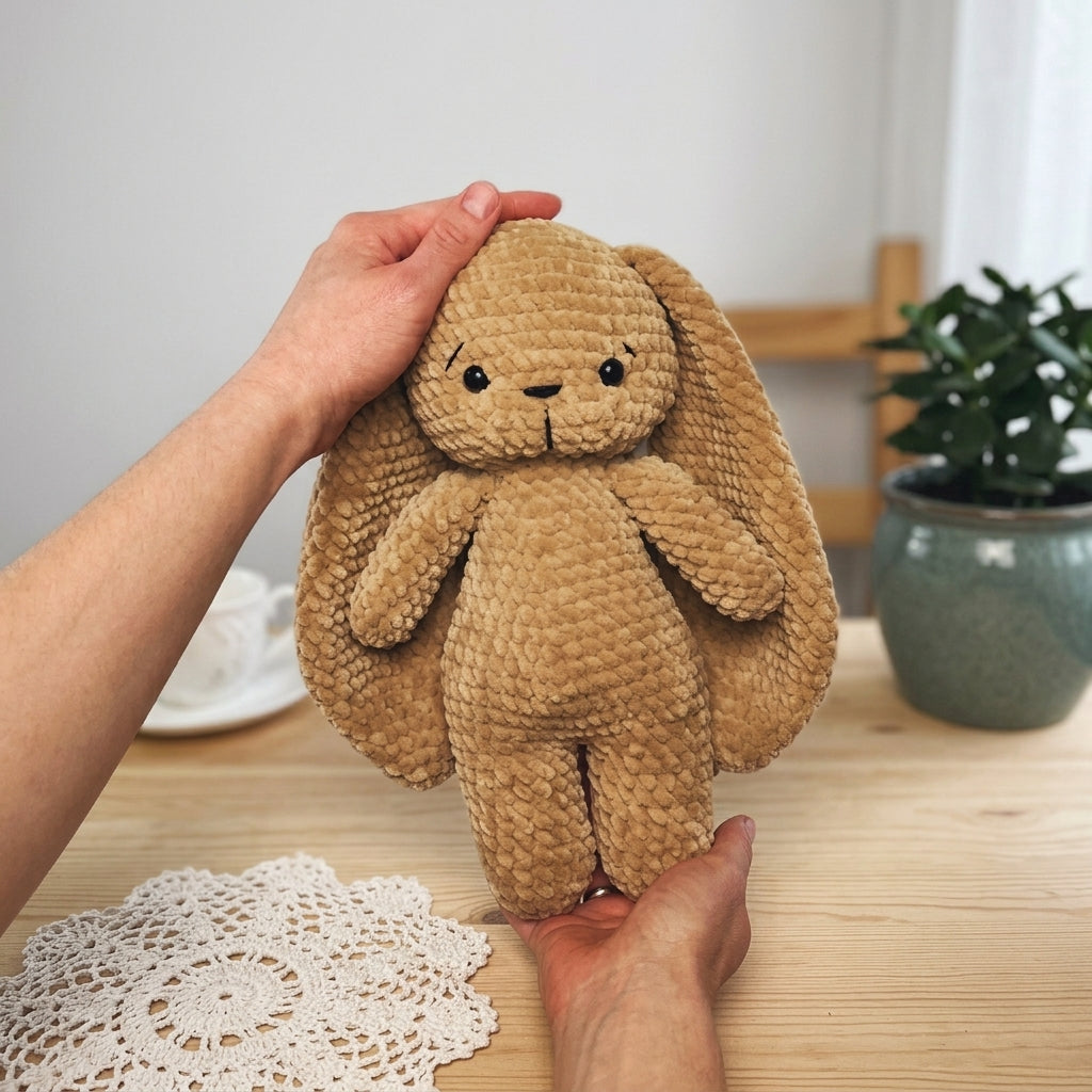 Free Long Ear Bunny Crochet Pattern, Cute Plush Rabbit Amigurumi PDF Download