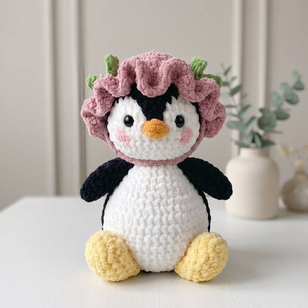 Flower Penguin Crochet Pattern PDF, Cute Penguin Amigurumi Plush