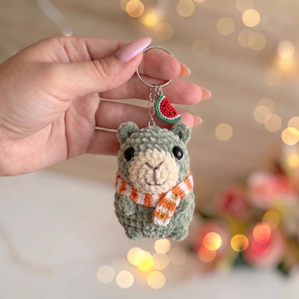 Capybara Keychain Crochet Pattern Bundle – 3 Mini Amigurumi Bag Charm PDF Patterns