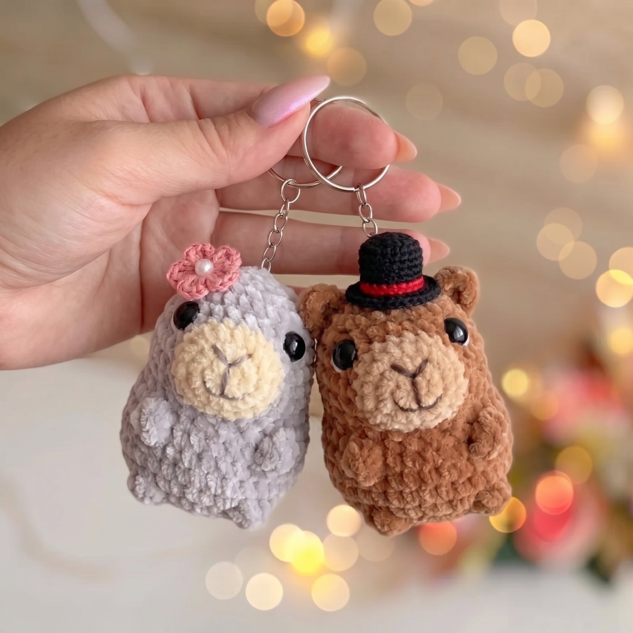Capybara Keychain Crochet Pattern Bundle – 3 Mini Amigurumi Bag Charm PDF Patterns