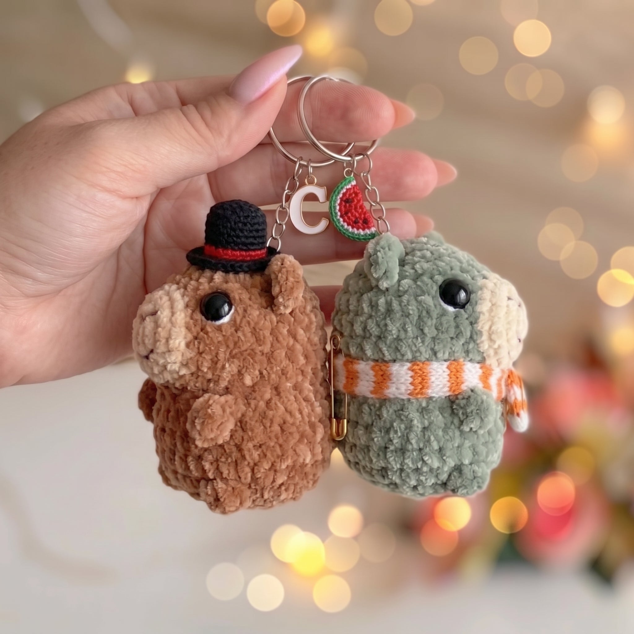 Capybara Keychain Crochet Pattern Bundle – 3 Mini Amigurumi Bag Charm PDF Patterns