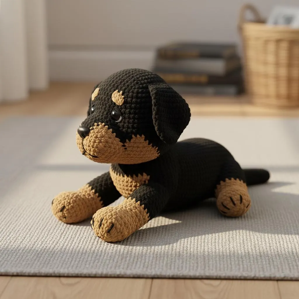 Rottweiler Dog Crochet Pattern, Beginner Friendly Amigurumi (PDF Pattern)
