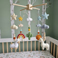 Boho Llama Crochet Baby Mobile, Handmade Desert Crib Hanging with Rainbow, Cactus, Stars and Clouds