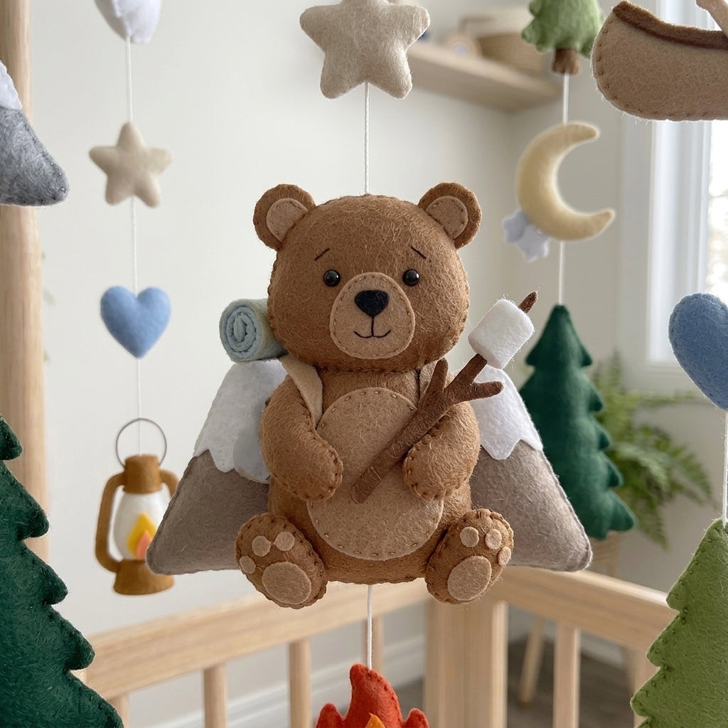 Felt Camping Bear Baby Mobile