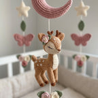 Crochet Deer Baby Mobile, Butterfly Flower Nursery Crib Mobile