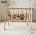 Handmade Custom Woodland Baby Gym | Personalized Wooden Play Gym with Crochet Forest Friends Theme Toys | Neutral Montessori Nursery Decor | Baby Shower Gift
