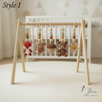 Handmade Custom Woodland Baby Gym | Personalized Wooden Play Gym with Crochet Forest Friends Theme Toys | Neutral Montessori Nursery Decor | Baby Shower Gift