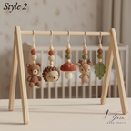 Handmade Custom Woodland Baby Gym | Personalized Wooden Play Gym with Crochet Forest Friends Theme Toys | Neutral Montessori Nursery Decor | Baby Shower Gift