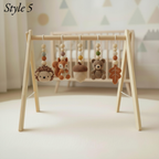 Handmade Custom Woodland Baby Gym | Personalized Wooden Play Gym with Crochet Forest Friends Theme Toys | Neutral Montessori Nursery Decor | Baby Shower Gift