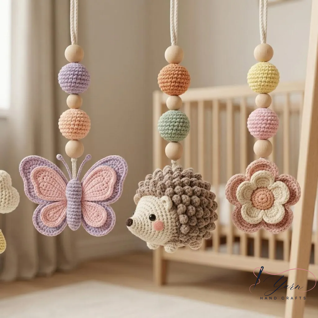 Pastel Baby Gym Toys, Crochet Baby Play Gym, Montessori Activity Gym, Woodland Nursery Decor, Handmade Baby Shower Gift, Neutral Nursery
