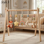 Safari Sky Baby Gym Toys, Crochet Baby Play Gym Set, Montessori Wooden Activity Gym, Rainbow Cloud Sun Nursery Decor, Baby Shower Gift