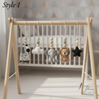 Handmade Custom Safari Baby Gym, Personalized Wooden Play Gym with Crochet Jungle Animals, Montessori Baby Activity Gym, Neutral Nursery Decor, Baby Shower Gift