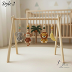Handmade Custom Safari Baby Gym, Personalized Wooden Play Gym with Crochet Jungle Animals, Montessori Baby Activity Gym, Neutral Nursery Decor, Baby Shower Gift