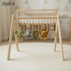 Handmade Custom Safari Baby Gym, Personalized Wooden Play Gym with Crochet Jungle Animals, Montessori Baby Activity Gym, Neutral Nursery Decor, Baby Shower Gift
