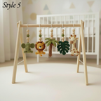 Handmade Custom Safari Baby Gym, Personalized Wooden Play Gym with Crochet Jungle Animals, Montessori Baby Activity Gym, Neutral Nursery Decor, Baby Shower Gift