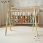 Handmade Ocean Baby Play Gym, Crochet Sea Animal Hanging Toys, Montessori Wooden Baby Gym, Neutral Nursery Decor, Newborn Baby Gift