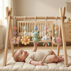 Crochet Baby Gym Hanging Toys Set, Butterfly Frog Snail Nursery Decor, Montessori Sensory Toy, Pastel Baby Play Gym Accessories, Baby Gift