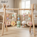 Crochet Baby Gym Hanging Toys Set, Butterfly Frog Snail Nursery Decor, Montessori Sensory Toy, Pastel Baby Play Gym Accessories, Baby Gift