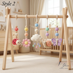 Crochet Baby Gym Hanging Toys Set, Butterfly Frog Snail Nursery Decor, Montessori Sensory Toy, Pastel Baby Play Gym Accessories, Baby Gift