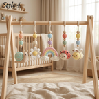 Crochet Baby Gym Hanging Toys Set, Butterfly Frog Snail Nursery Decor, Montessori Sensory Toy, Pastel Baby Play Gym Accessories, Baby Gift
