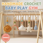 Rainbow Baby Gym Wooden Play Gym, Crochet Sky Theme Baby Toys, Montessori Activity Gym, Cloud Rainbow Nursery Decor, Handmade Newborn Gift