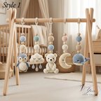 Polar Animal Baby Gym | Crochet Penguin Whale Bear Baby Toys | Montessori Wooden Activity Gym | Arctic Nursery Decor | Newborn Baby Shower Gift