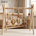 Crochet Circus Baby Gym, Montessori Play Gym Toy, Safari Animal Activity Gym, Lion Monkey Elephant Nursery Decor, Wooden Baby Play Gym